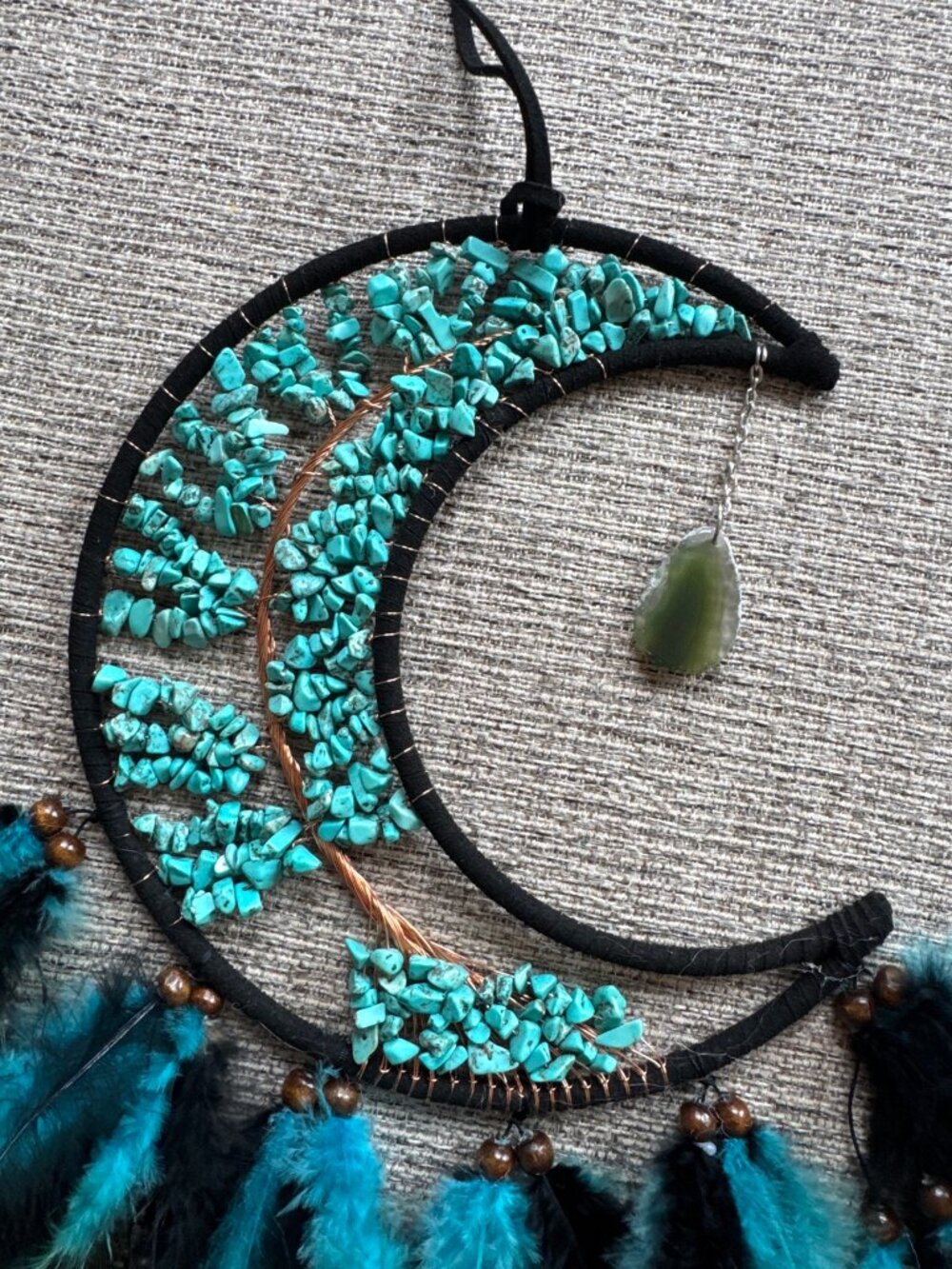 Dyed Howlite Moon Dream Catcher with Agate Slice